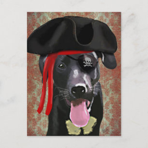 Carte Postale Chien pirate du Labrador noir