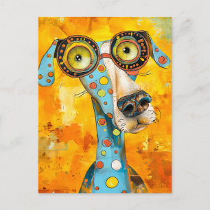 Carte Postale Chien Pop-Art ludique aux teintes vives