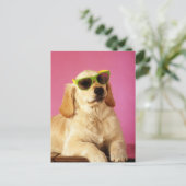 Carte Postale Chien portant des lunettes de soleil 2 (Debout devant)