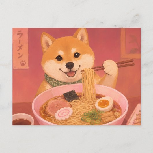 Carte Postale chien ramen (Devant)