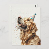 Carte Postale Chien Retriever d'or d'anniversaire (Devant / Derrière)