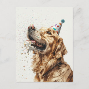 Carte Postale Chien Retriever d'or d'anniversaire