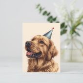 Carte Postale Chien Retriever d'or d'anniversaire (Debout devant)