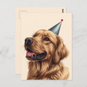 Carte Postale Chien Retriever d'or d'anniversaire (Devant / Derrière)
