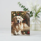 Carte Postale Chien Retriever doré Noël (Debout devant)