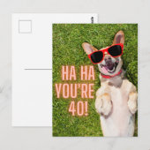 Carte Postale Chien riant 40e anniversaire (Devant / Derrière)