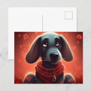 Carte Postale Chien Rouge