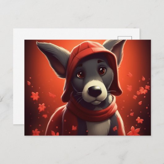 Carte Postale Chien Rouge (Devant / Derrière)