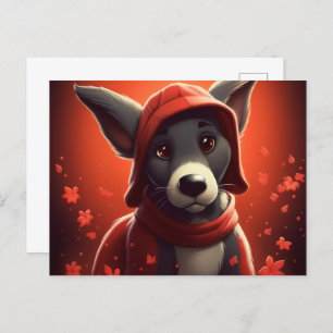 Carte Postale Chien Rouge
