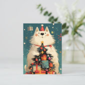Carte Postale Chien Samoyède mignon avec Noël (Debout devant)