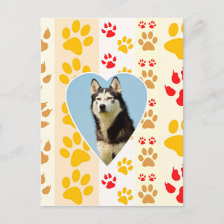 Carte Postale Chien sibérien - pattes cardiaques Imprimer