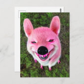 Carte Postale Chien souriant rose (Devant / Derrière)