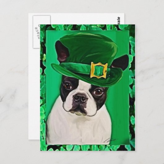 Carte Postale chien st patrick (Devant / Derrière)