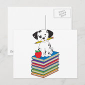 Carte Postale Chien sur livres (Devant / Derrière)