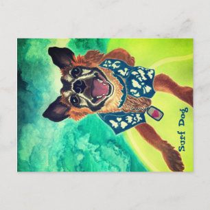 Carte Postale Chien surf