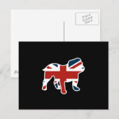Carte Postale Chien-taureau anglais dans le drapeau Union Jack (Devant / Derrière)