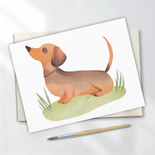 Carte Postale Chien teckel   Aquarelle de chien mignon