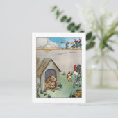 Carte Postale Chien vintage et poulets (Debout devant)