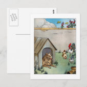 Carte Postale Chien vintage et poulets (Devant / Derrière)