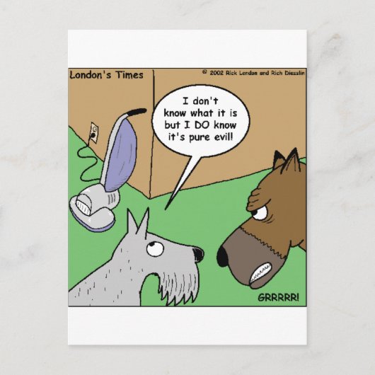 Carte Postale Chien VS. Nettoyeur de vide Drôle Cadeaux et Objet (Devant)