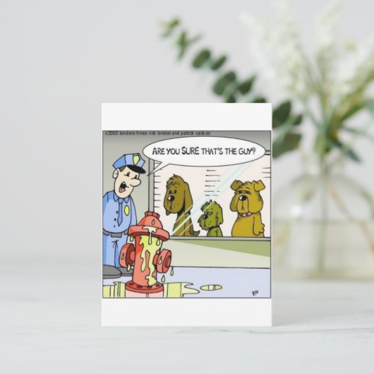 Carte Postale Chien Vs Police Hydratant Aligner Drôle Cadeaux Et (Debout devant)