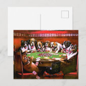 Carte Postale Chiens amusants à jouer au poker (Devant / Derrière)