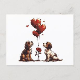 Carte Postale Chiens Beagles de la Saint-Valentin