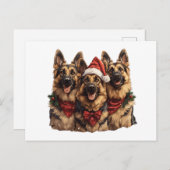 Carte Postale Chiens bergers allemands de Noël (Devant / Derrière)