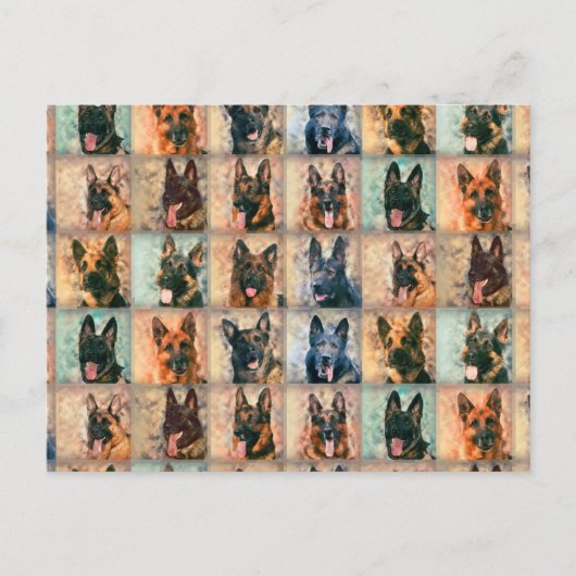Carte Postale Chiens bergers allemands - GSD - Collage d'Arts nu (Devant)