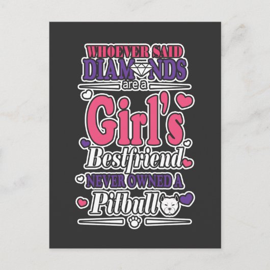 Carte Postale Chiens Cadeau meilleur ami Diamond Pit taureau (Devant)