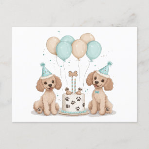 Carte Postale Chiens Caniches Standards d'anniversaire