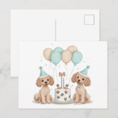 Carte Postale Chiens Caniches Standards d'anniversaire (Devant / Derrière)