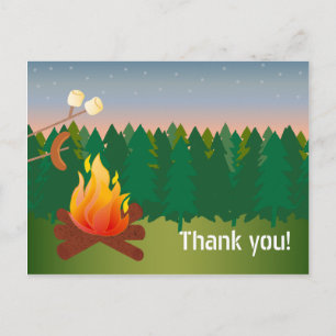Carte Postale Chiens chauds et S'mores Merci de feu de camp