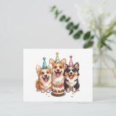 Carte Postale Chiens Corgi d'anniversaire (Debout devant)