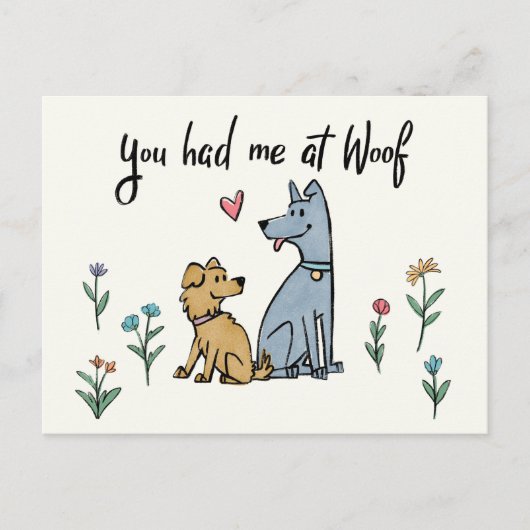 Carte Postale Chiens dans le jardin III | Vous M'Avez Eu À Woof (Devant)