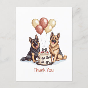 Carte Postale Chiens de berger allemands d'anniversaire Merci