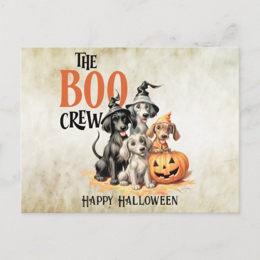 Carte Postale Chiens de Boo effrayants d'Halloween Équipage Citr (Devant)