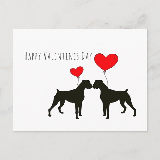 Carte Postale Chiens de boxe Valentines Day avec animaux (Devant)