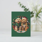 Carte Postale Chiens de chiot de Noël Goldendoodle (Debout devant)