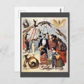 Carte Postale Chiens de cirque, illustration vintage, (Devant / Derrière)