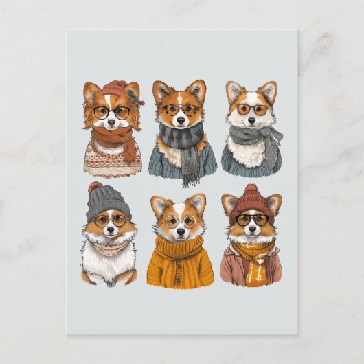 Carte Postale Chiens de Corgi gallois branchés (Devant)