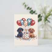 Carte Postale Chiens de Dachshund d'anniversaire (Debout devant)