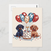 Carte Postale Chiens de Dachshund d'anniversaire (Devant / Derrière)