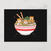 Carte Postale Chiens de Kawaii mangeant Ramen (Devant)