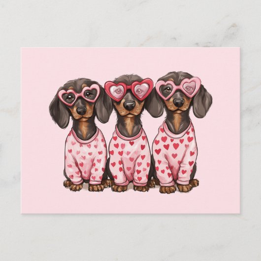 Carte Postale Chiens de la Saint Valentin (Devant)