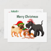 Carte Postale Chiens de Noël Animés (Devant / Derrière)