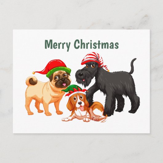 Carte Postale Chiens de Noël Animés (Devant)