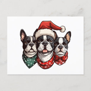 Carte Postale Chiens de Noël Boston Terrier