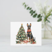 Carte Postale Chiens de Noël Dobermann (Debout devant)