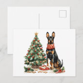 Carte Postale Chiens de Noël Dobermann (Devant / Derrière)